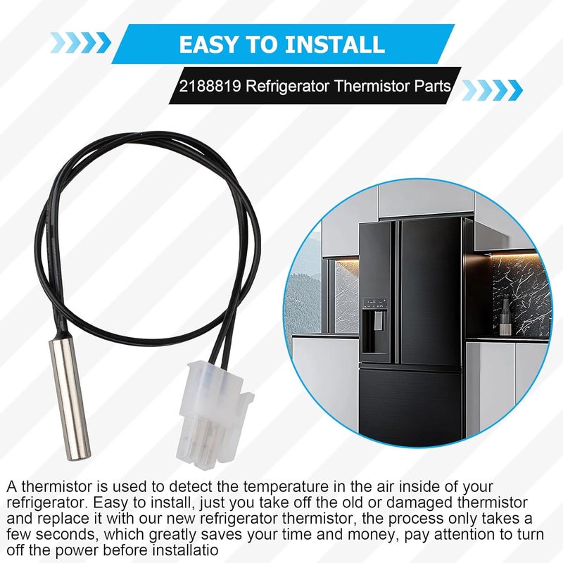 Valorup 2188819 Refrigerator Thermistor Sensor, Compatible with Whirlpool, KitchenAid, Kenmore&Maytag, Replacement for 1057763/2216113/AH968736 in MSF21/MSF25 Series Fridges​, 2-Pack - Image 5